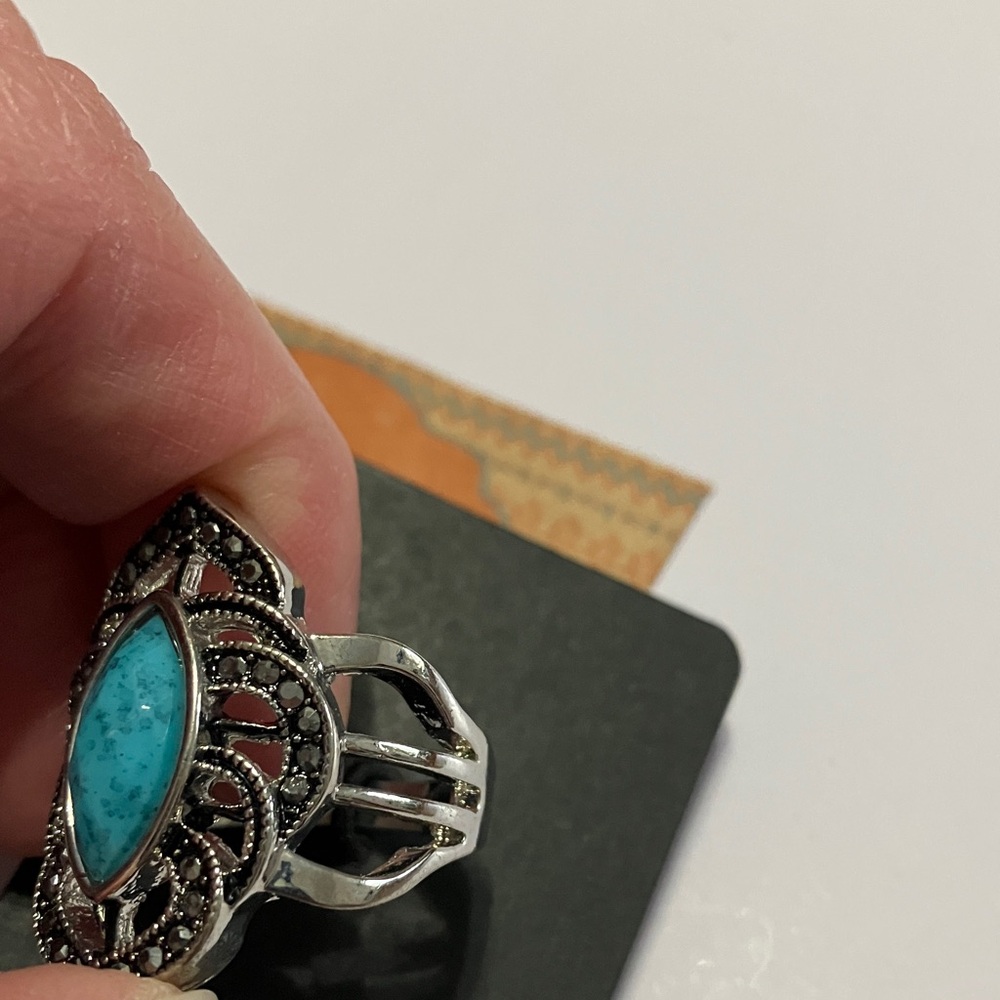 Canyon Sky Marquee Faux Turquoise Statement Ring size 10 - Picture 5 of 7